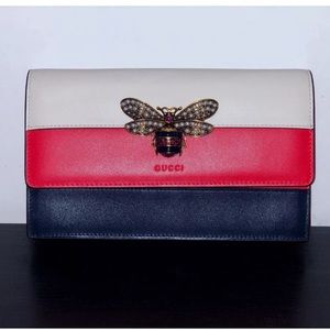 GG Gucci wallet purse with pearl encrusted bee